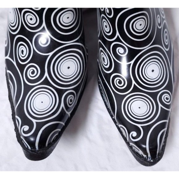 BLAZIN ROXX Layla Sz 7 Rain Boots Black White Outdoor Chore Cowgirl Boot 58106 - Picture 2 of 16